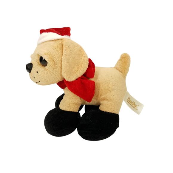 Dan Dee Tan Pug Dog Puppy Plush Santa Hat Scarf Stuffed Animal Toy 2015 - Picture 2 of 8
